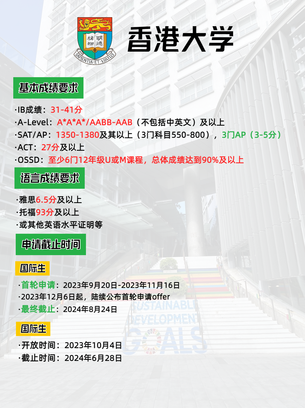 2024年香港大學(xué)本科申請(qǐng)要求、申請(qǐng)時(shí)間，別錯(cuò)過了申請(qǐng)哦